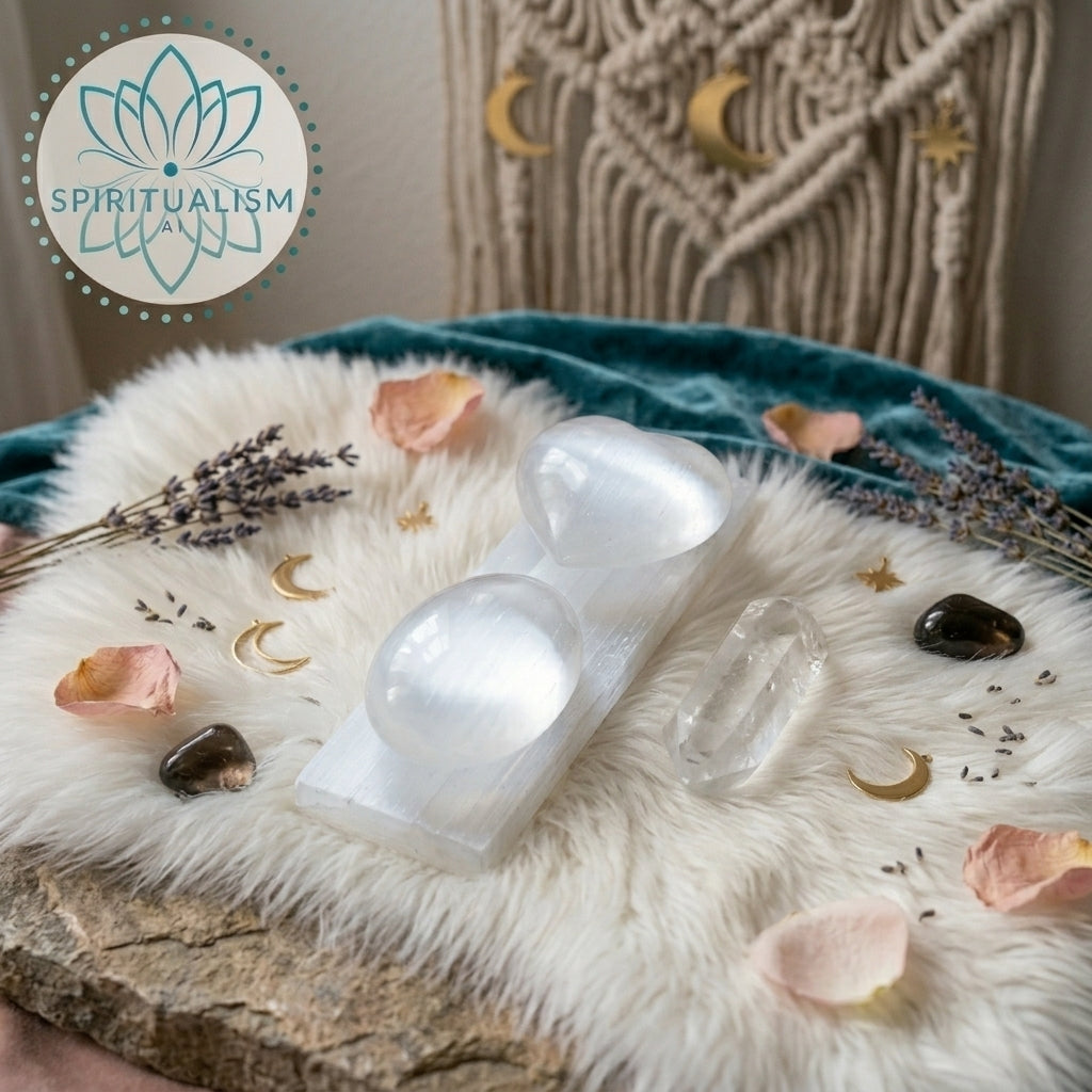 The Sanctuary Set | Selenite Heart + Palm Stone + Slab + Quartz | Crystal Gift Set | Stardust Market