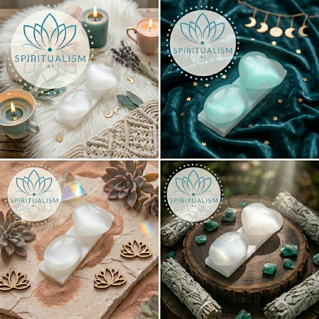 Selenite Gift Set | Palm Stone + Heart + Slab | Crystal Cleansing Bundle | Stardust Market