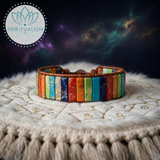 7 Chakra Imperial Jasper Bracelet | Natural Stone Leather Wrap | Spiritual Gift | Stardust Market