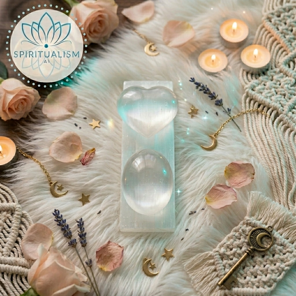 Selenite Gift Set | Palm Stone + Heart + Slab | Crystal Cleansing Bundle | Stardust Market