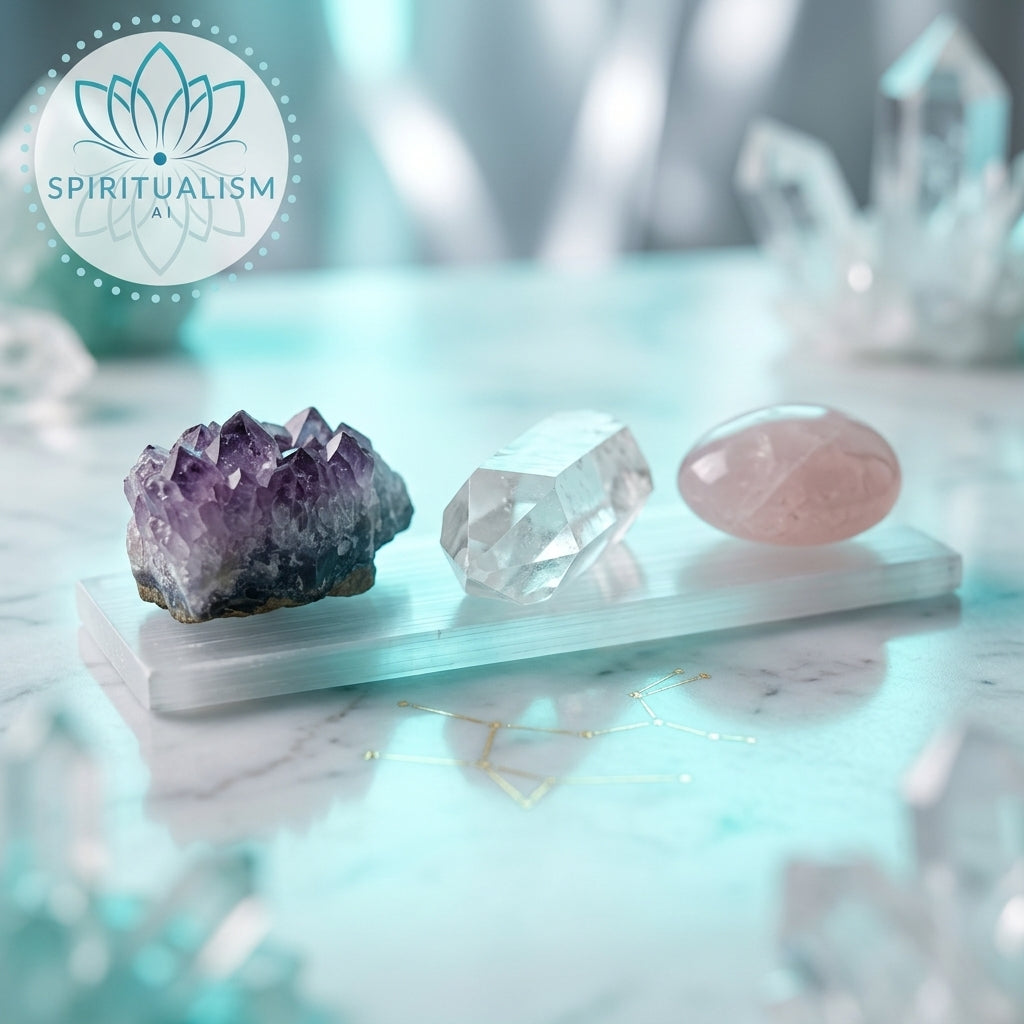 The Foundation Set | Amethyst + Rose Quartz + Clear Quartz + Selenite Slab | Crystal Gift Set | Stardust Market