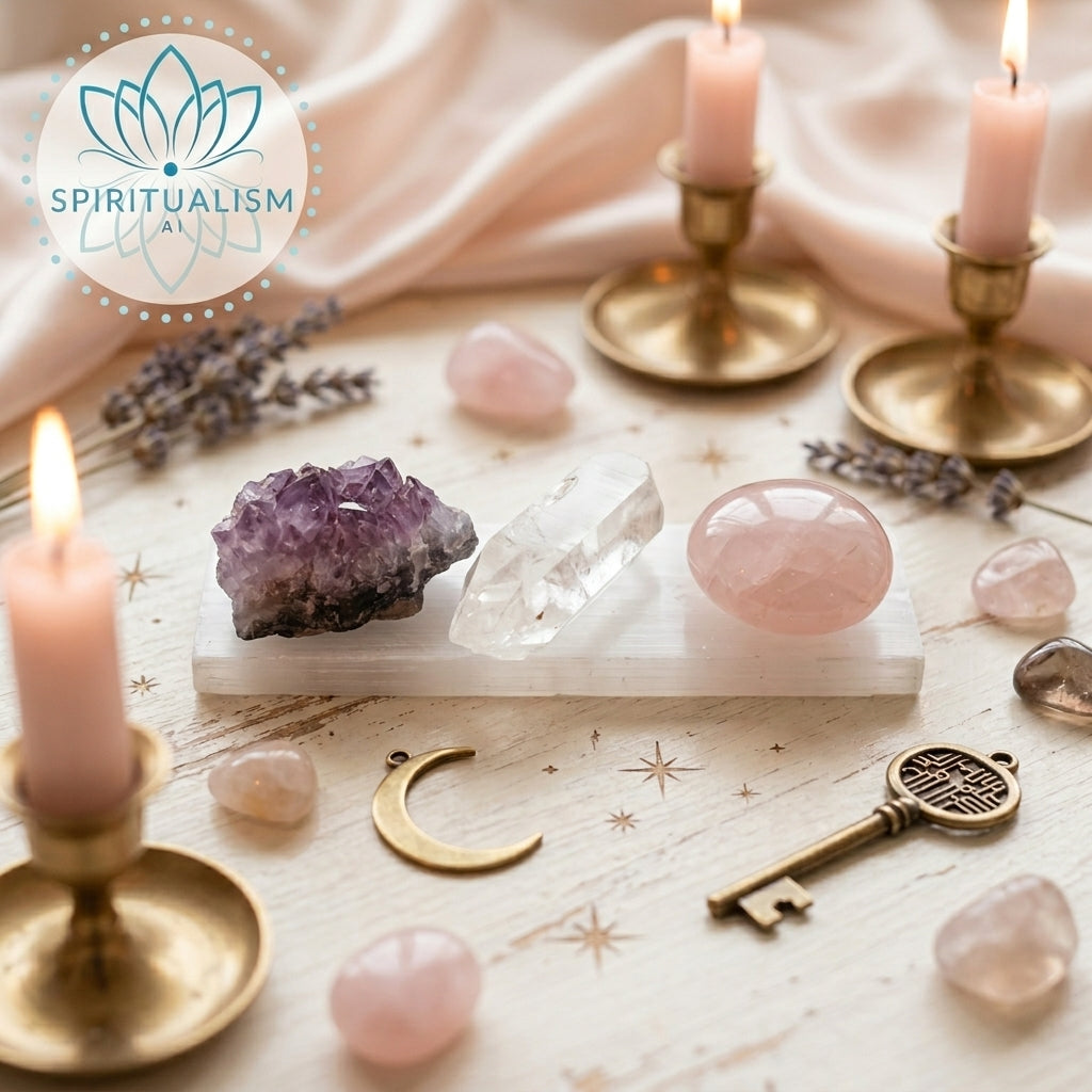 The Foundation Set | Amethyst + Rose Quartz + Clear Quartz + Selenite Slab | Crystal Gift Set | Stardust Market