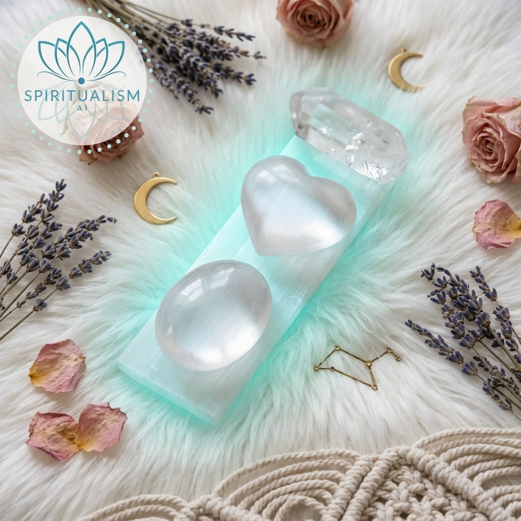 The Sanctuary Set | Selenite Heart + Palm Stone + Slab + Quartz | Crystal Gift Set | Stardust Market