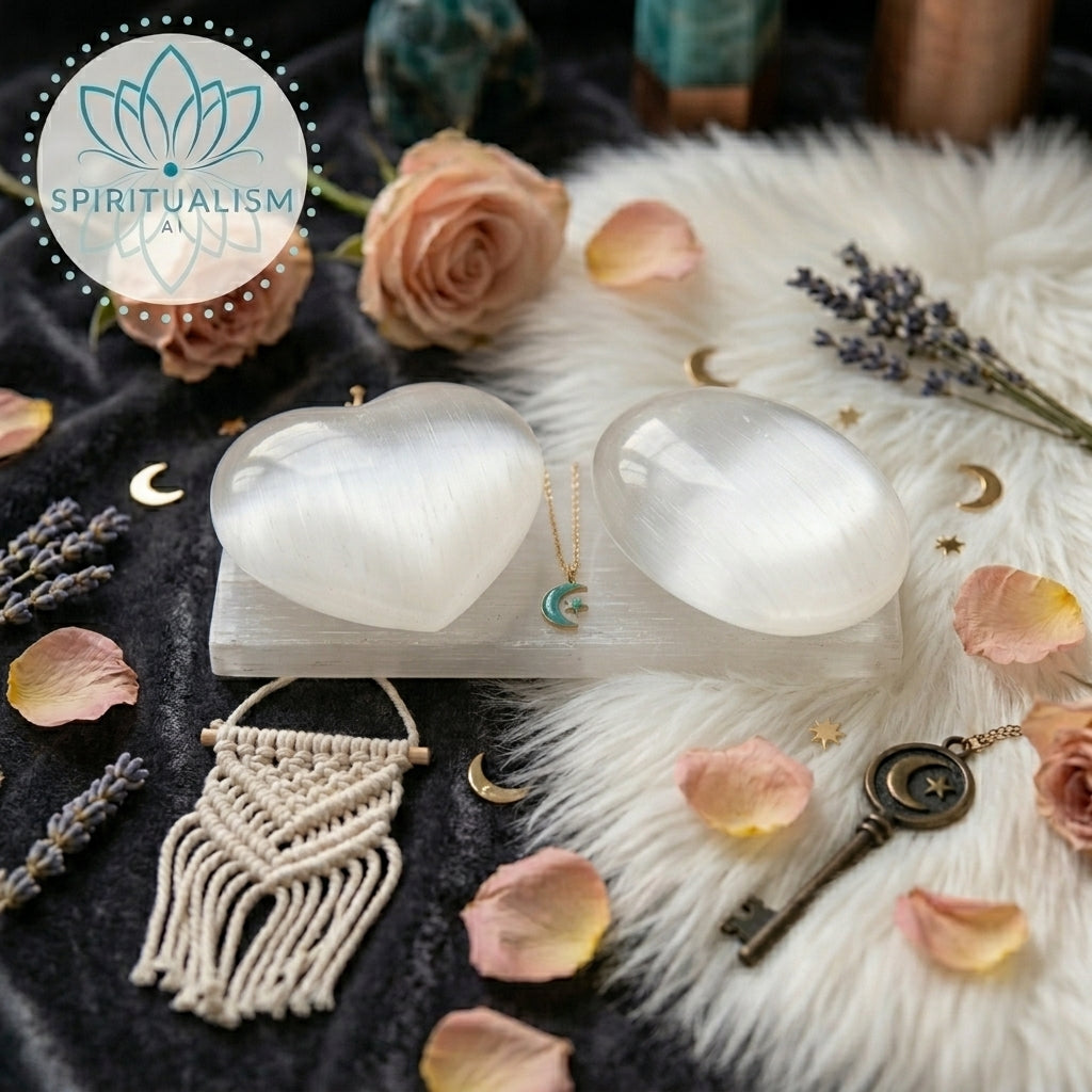 Selenite Gift Set | Palm Stone + Heart + Slab | Crystal Cleansing Bundle | Stardust Market