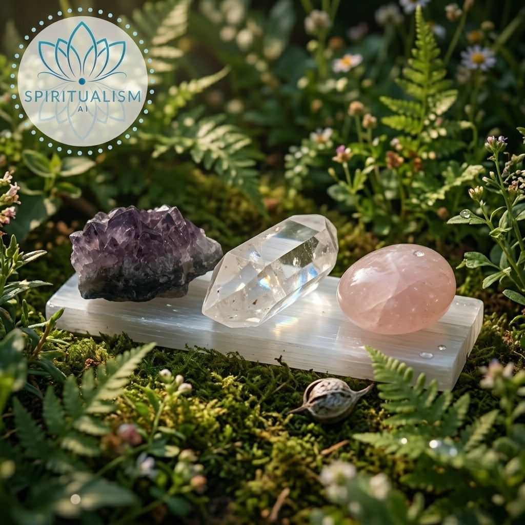 The Foundation Set | Amethyst + Rose Quartz + Clear Quartz + Selenite Slab | Crystal Gift Set | Stardust Market