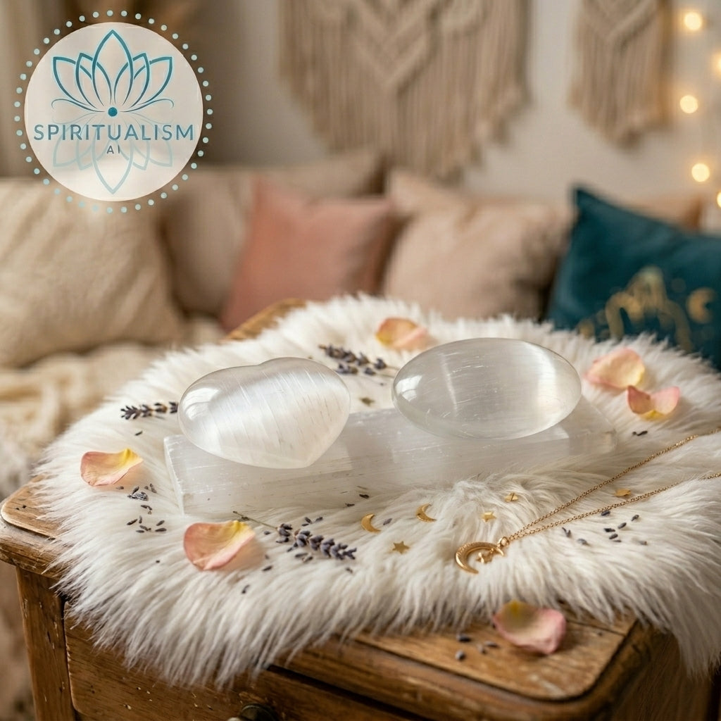 Selenite Gift Set | Palm Stone + Heart + Slab | Crystal Cleansing Bundle | Stardust Market