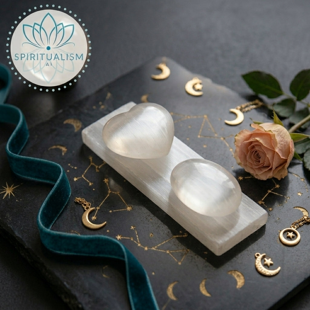 Selenite Gift Set | Palm Stone + Heart + Slab | Crystal Cleansing Bundle | Stardust Market