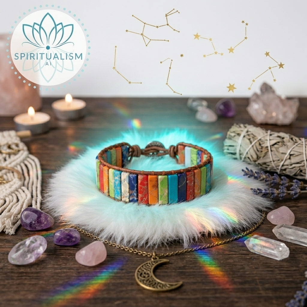7 Chakra Imperial Jasper Bracelet | Natural Stone Leather Wrap | Spiritual Gift | Stardust Market