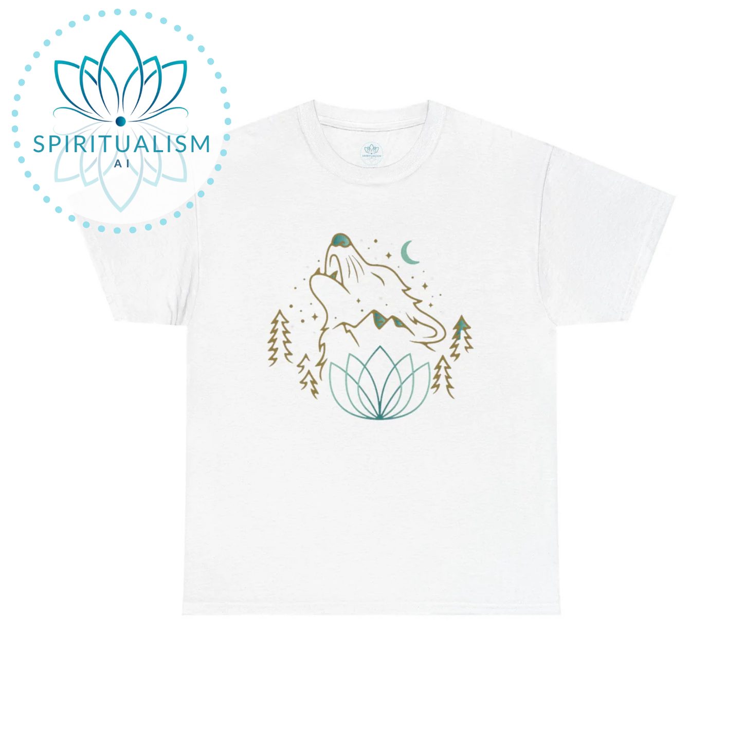 Celestial Wolf Youth Tee | Wolf Spirit Animal Kids | Spiritualism AI