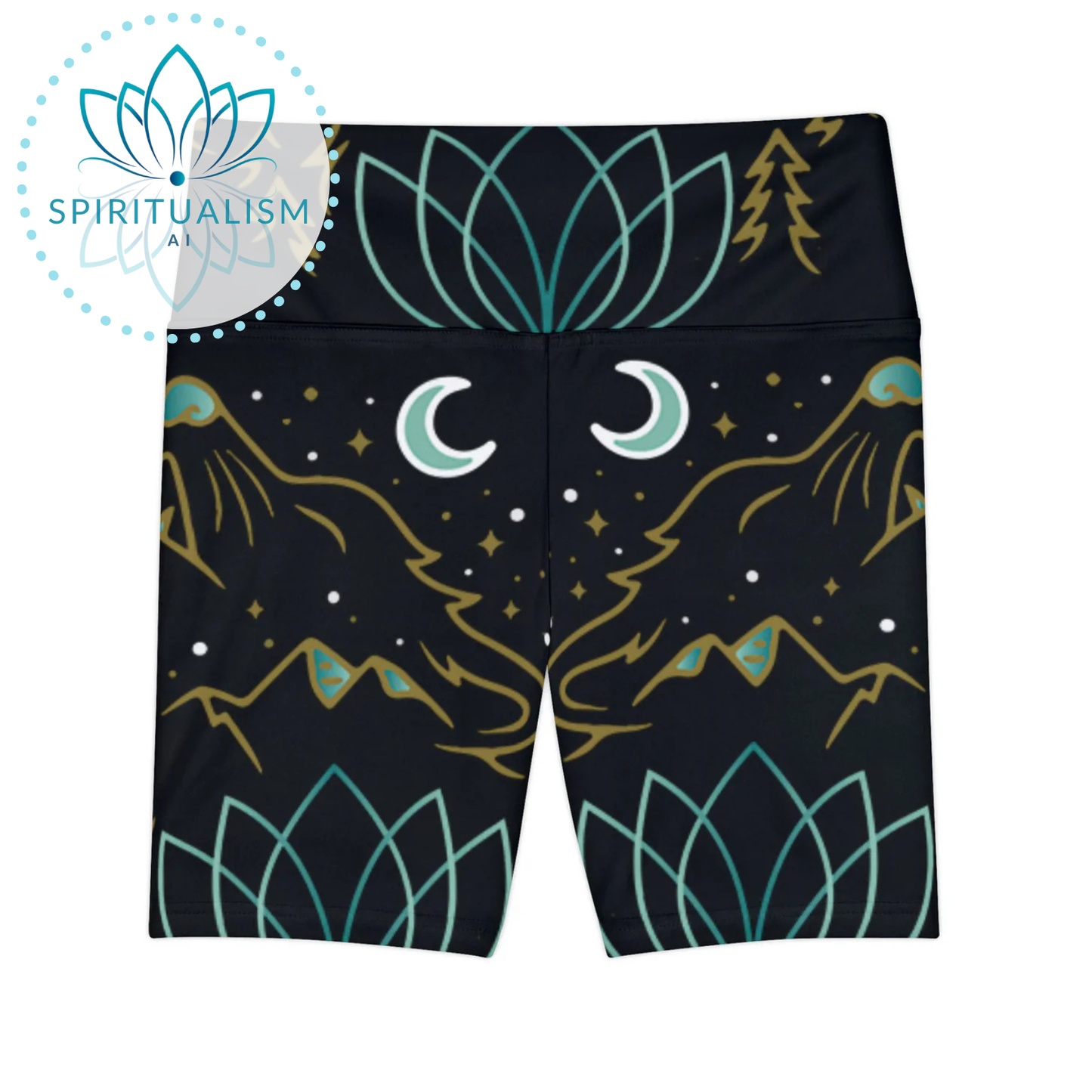 Celestial Wolf Workout Shorts | Wolf Gym Shorts | Spiritualism AI