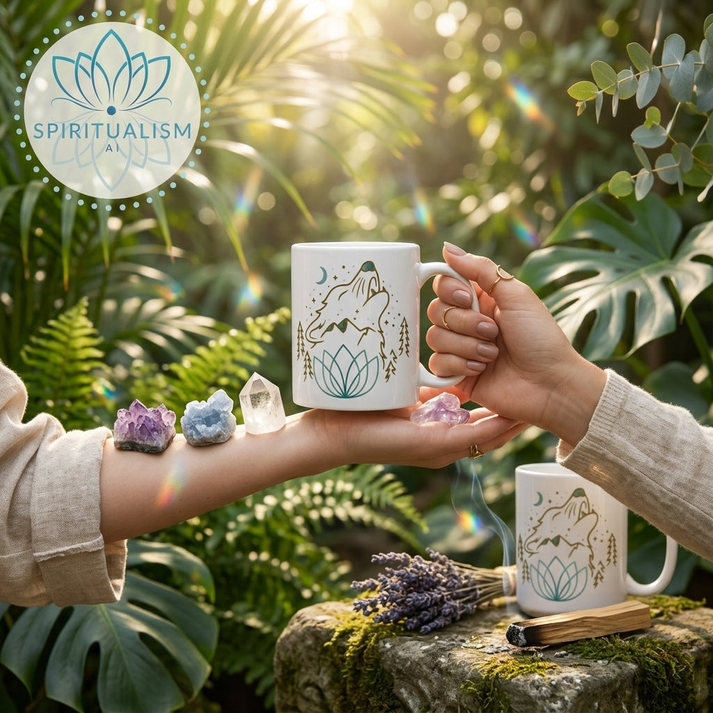 Celestial Wolf White Mug | Wolf Spirit Animal Mug | Spiritualism AI