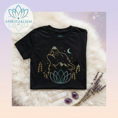 Celestial Wolf T-Shirt | Wolf Spirit Animal Tee | Spiritualism AI