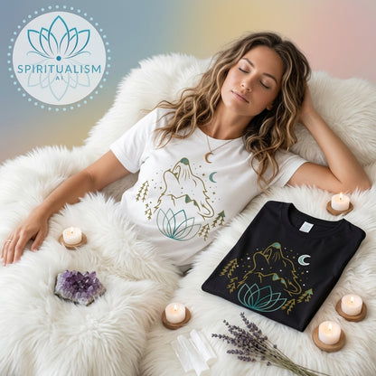 Celestial Wolf T-Shirt | Wolf Spirit Animal Tee | Spiritualism AI