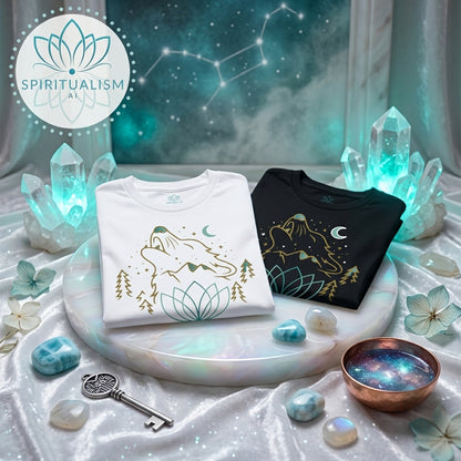 Celestial Wolf T-Shirt | Wolf Spirit Animal Tee | Spiritualism AI