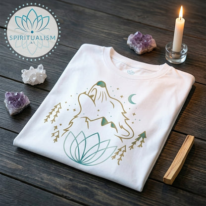 Celestial Wolf T-Shirt | Wolf Spirit Animal Tee | Spiritualism AI