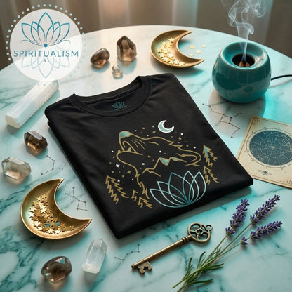 Celestial Wolf T-Shirt | Wolf Spirit Animal Tee | Spiritualism AI