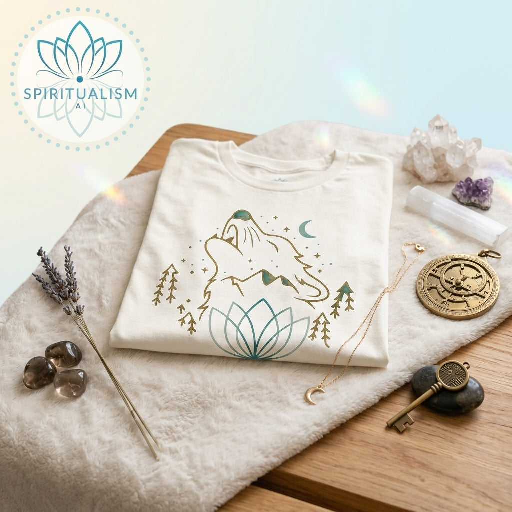 Celestial Wolf T-Shirt | Wolf Spirit Animal Tee | Spiritualism AI