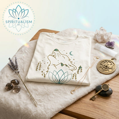 Celestial Wolf T-Shirt | Wolf Spirit Animal Tee | Spiritualism AI