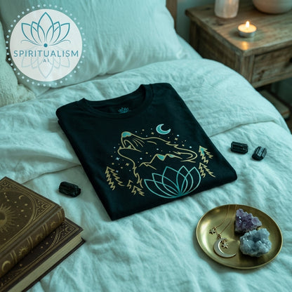 Celestial Wolf T-Shirt | Wolf Spirit Animal Tee | Spiritualism AI