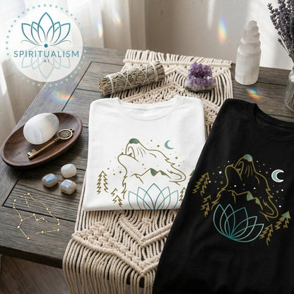 Celestial Wolf T-Shirt | Wolf Spirit Animal Tee | Spiritualism AI