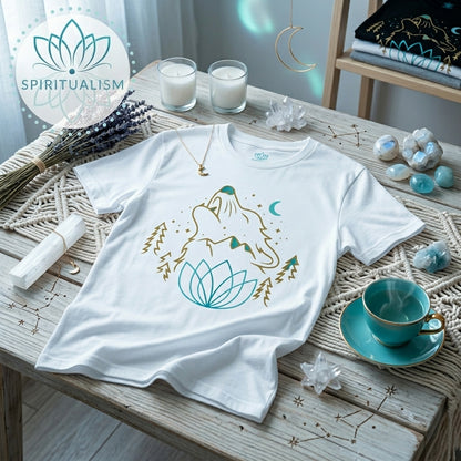 Celestial Wolf T-Shirt | Wolf Spirit Animal Tee | Spiritualism AI