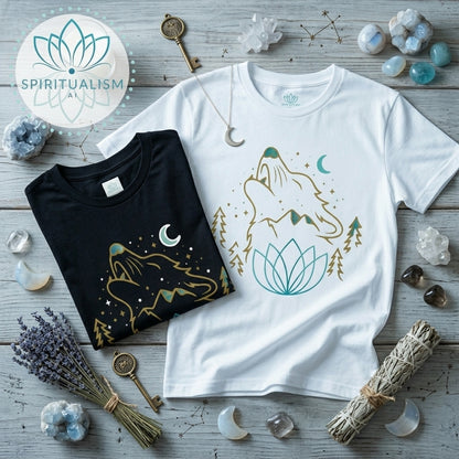 Celestial Wolf T-Shirt | Wolf Spirit Animal Tee | Spiritualism AI