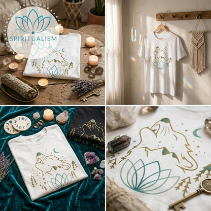 Celestial Wolf T-Shirt | Wolf Spirit Animal Tee | Spiritualism AI