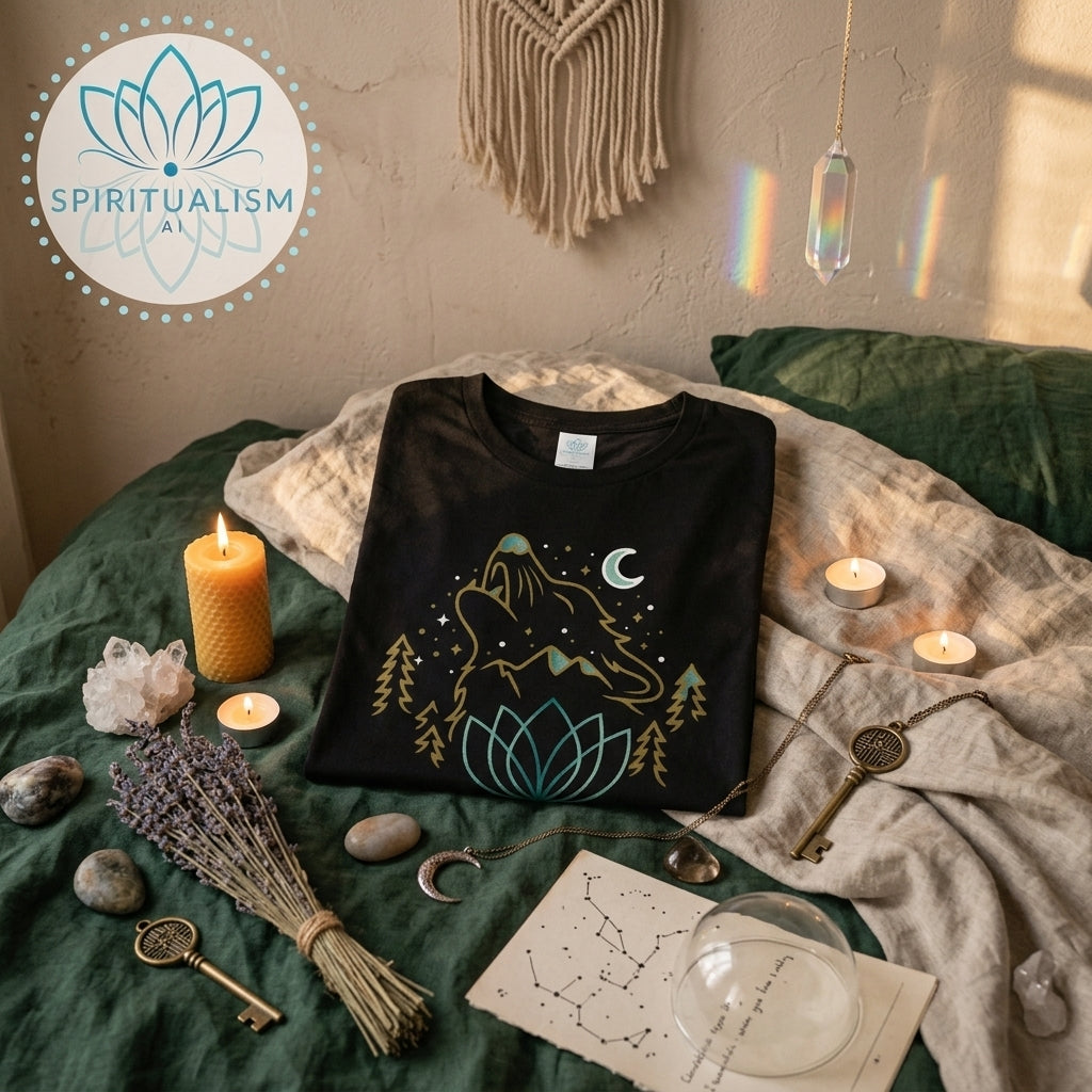 Celestial Wolf T-Shirt | Wolf Spirit Animal Tee | Spiritualism AI