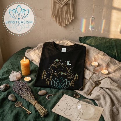 Celestial Wolf T-Shirt | Wolf Spirit Animal Tee | Spiritualism AI