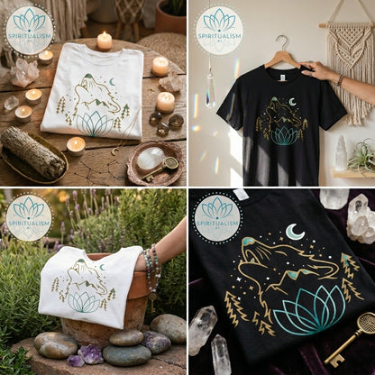 Celestial Wolf T-Shirt | Wolf Spirit Animal Tee | Spiritualism AI
