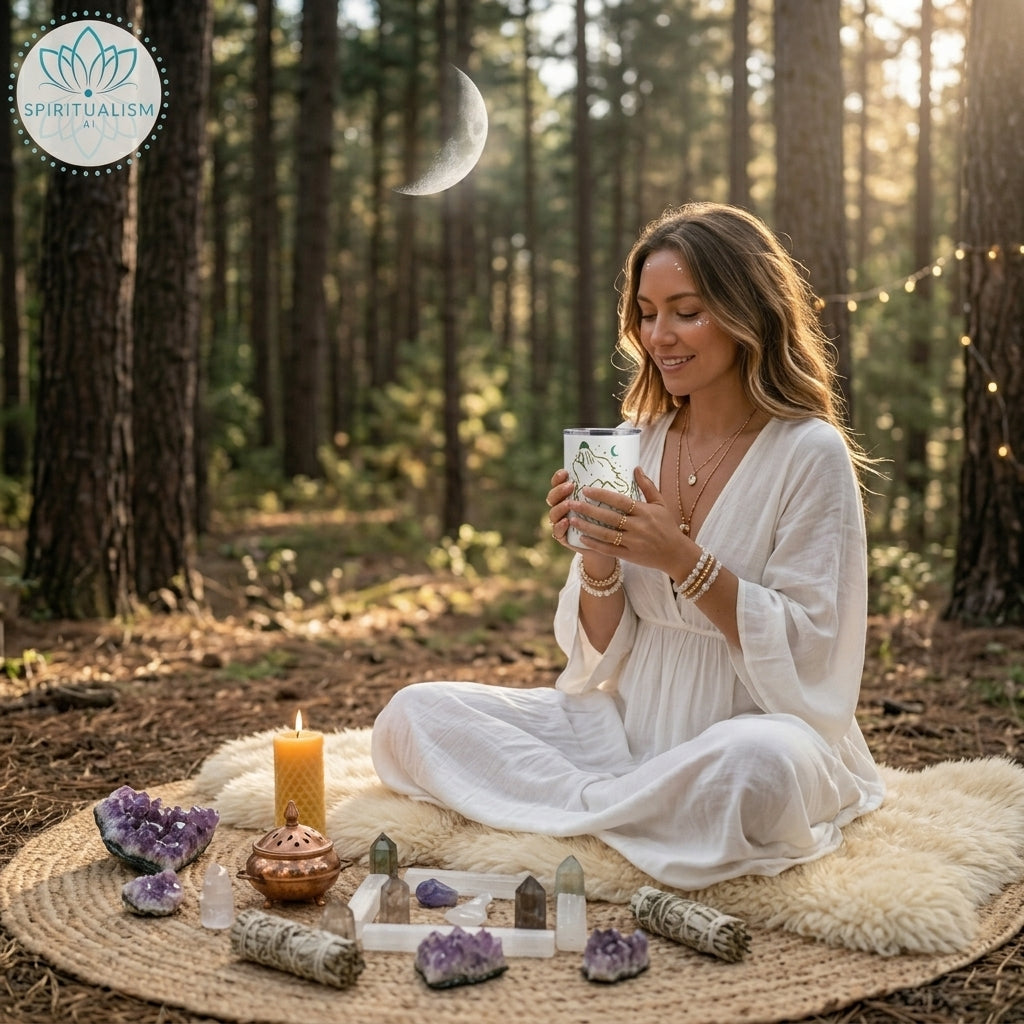 Celestial Wolf White Tumbler | Moon Wolf Cup | Spiritualism AI
