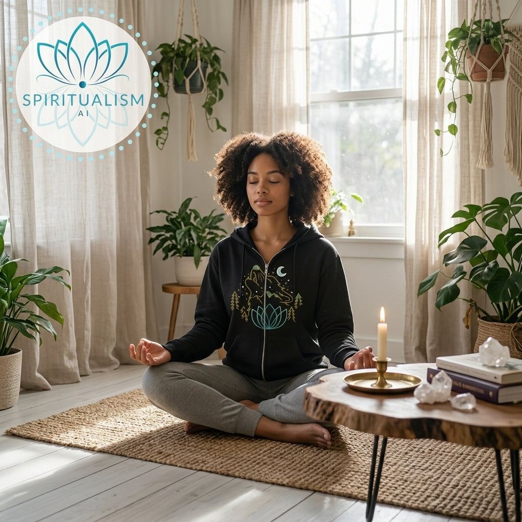Celestial Wolf Zip Hoodie | Moon Wolf Jacket | Spiritualism AI