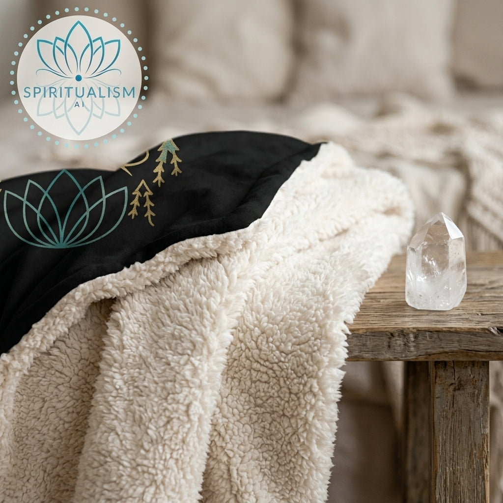 Celestial Wolf Sherpa Blanket | Moon Wolf Cozy Throw | Spiritualism AI