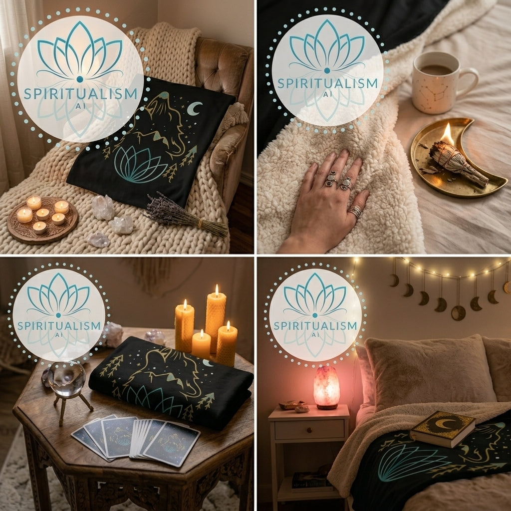 Celestial Wolf Sherpa Blanket | Moon Wolf Cozy Throw | Spiritualism AI