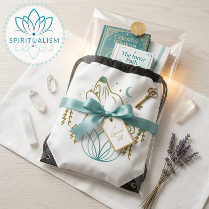 Celestial Wolf White Drawstring Bag | Moon Wolf Bag | Spiritualism AI
