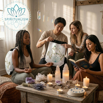 Celestial Wolf White Drawstring Bag | Moon Wolf Bag | Spiritualism AI