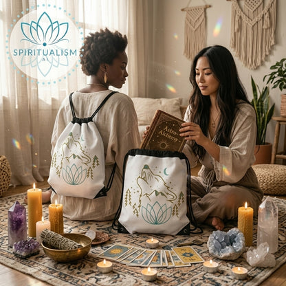 Celestial Wolf White Drawstring Bag | Moon Wolf Bag | Spiritualism AI