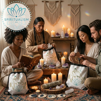 Celestial Wolf White Drawstring Bag | Moon Wolf Bag | Spiritualism AI