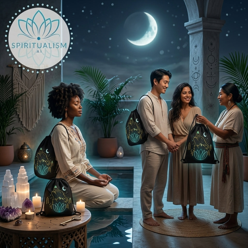 Celestial Wolf Drawstring Bag | Moon Wolf Gym Bag | Spiritualism AI