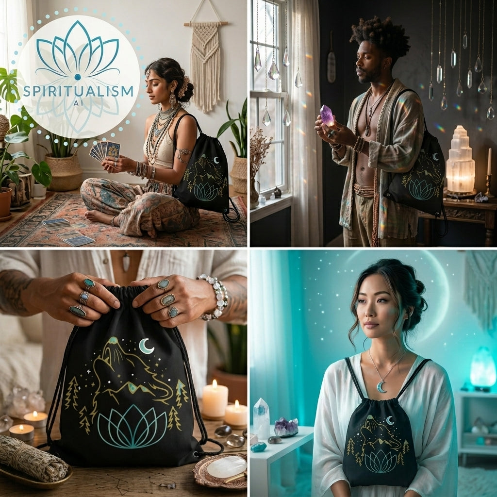 Celestial Wolf Drawstring Bag | Moon Wolf Gym Bag | Spiritualism AI