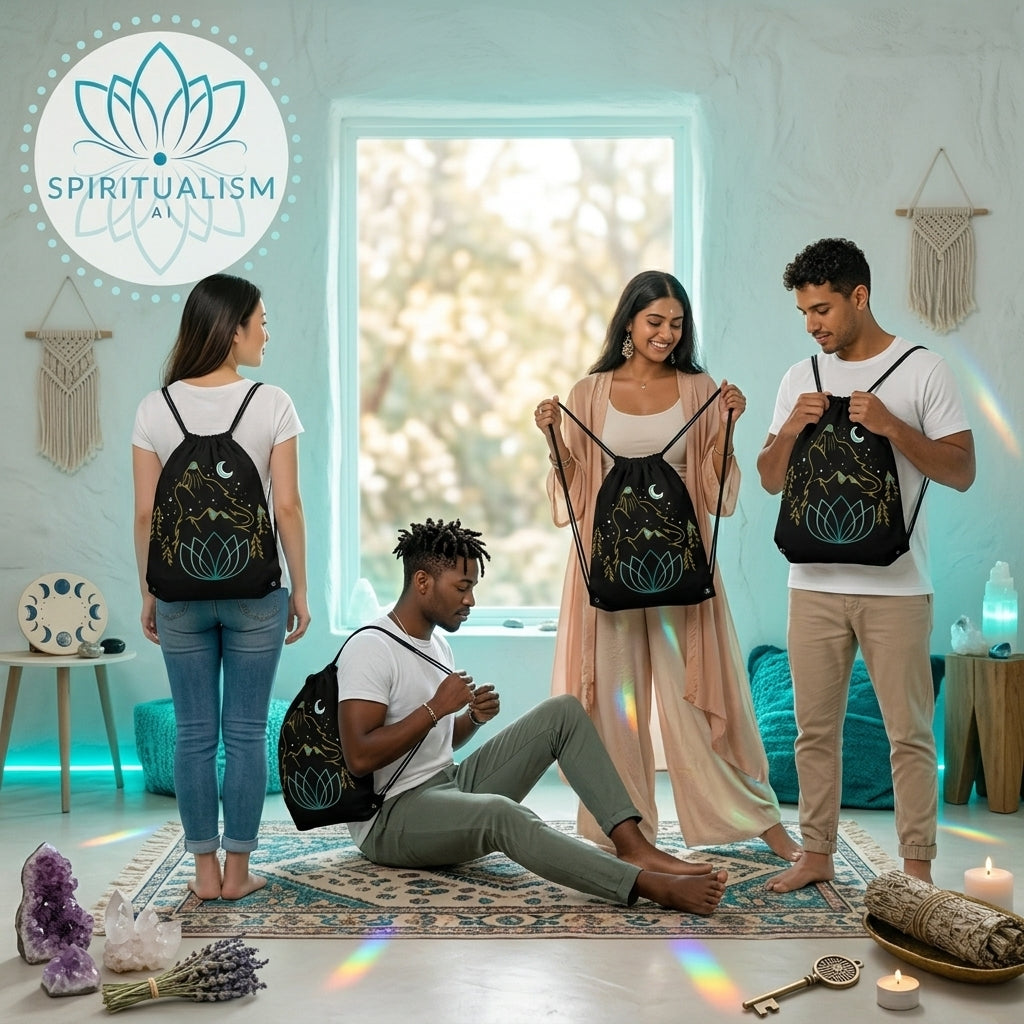 Celestial Wolf Drawstring Bag | Moon Wolf Gym Bag | Spiritualism AI
