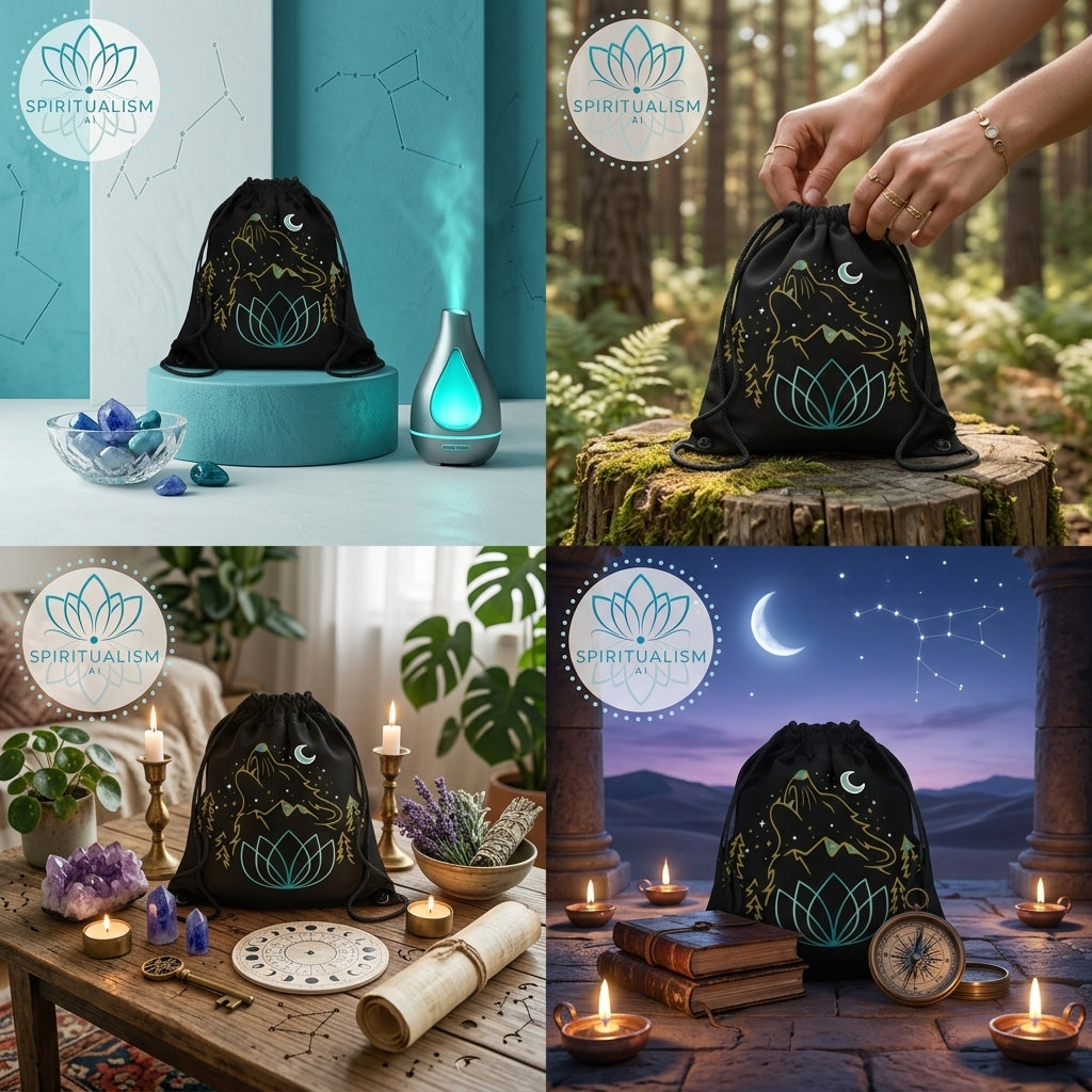 Celestial Wolf Drawstring Bag | Moon Wolf Gym Bag | Spiritualism AI