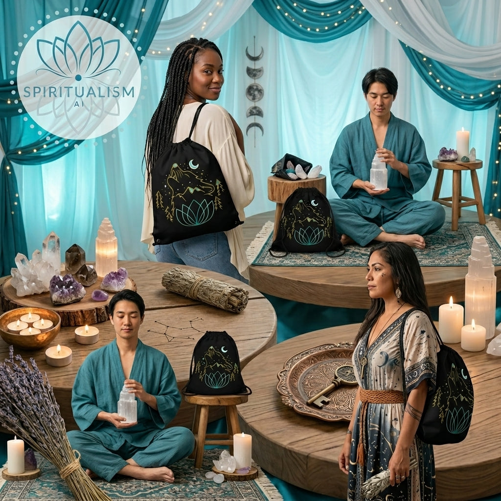 Celestial Wolf Drawstring Bag | Moon Wolf Gym Bag | Spiritualism AI