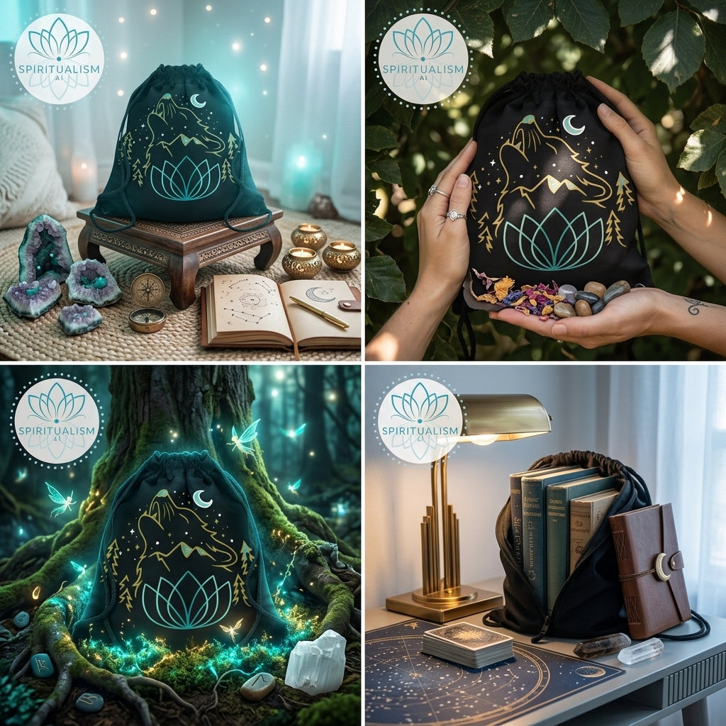 Celestial Wolf Drawstring Bag | Moon Wolf Gym Bag | Spiritualism AI