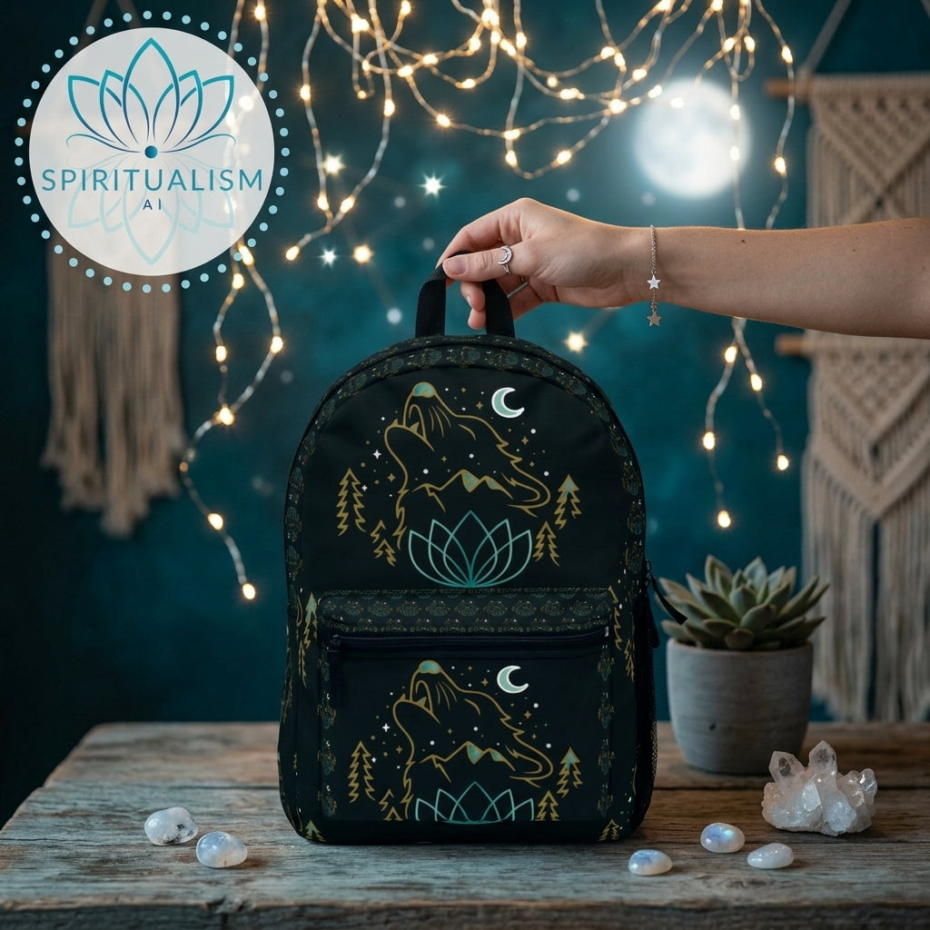 Celestial Wolf Backpack | Wolf Spirit Animal Bag | Spiritualism AI