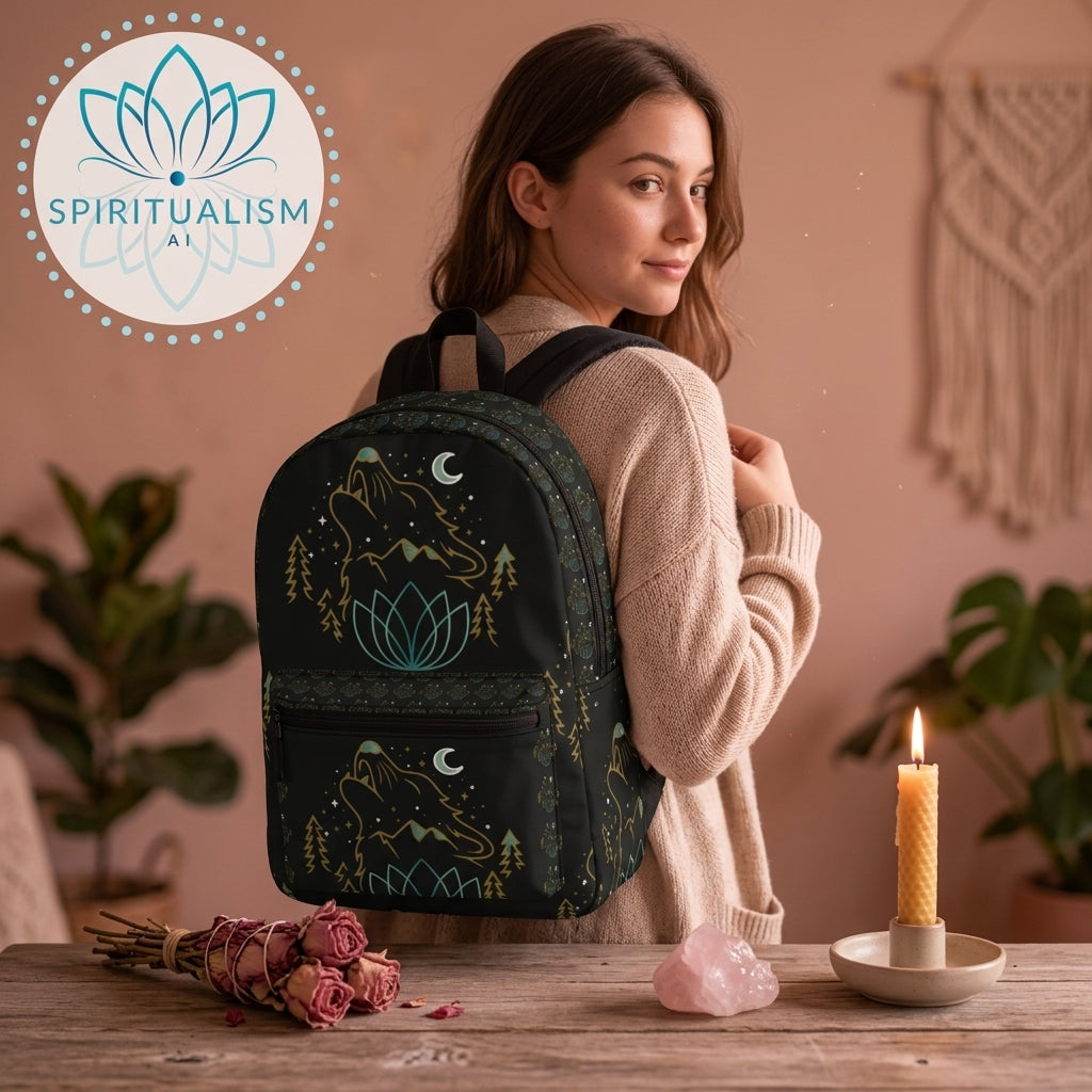 Celestial Wolf Backpack | Wolf Spirit Animal Bag | Spiritualism AI