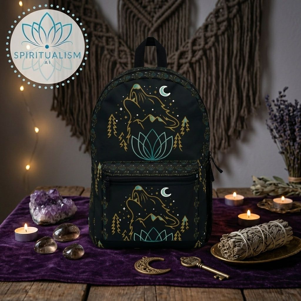 Celestial Wolf Backpack | Wolf Spirit Animal Bag | Spiritualism AI