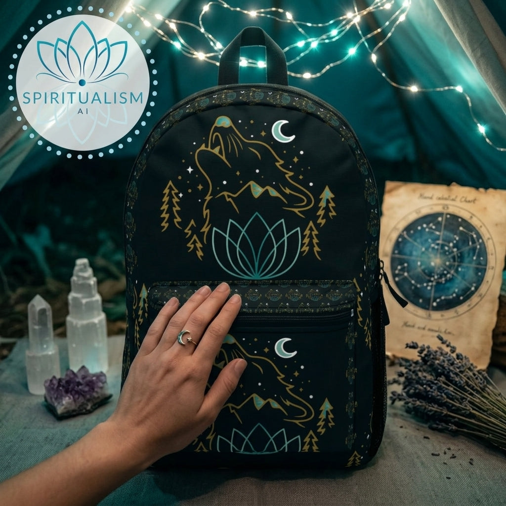 Celestial Wolf Backpack | Wolf Spirit Animal Bag | Spiritualism AI