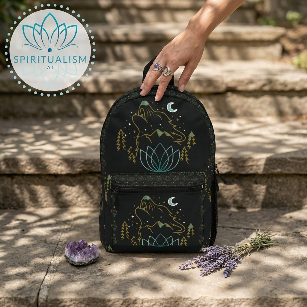 Celestial Wolf Backpack | Wolf Spirit Animal Bag | Spiritualism AI