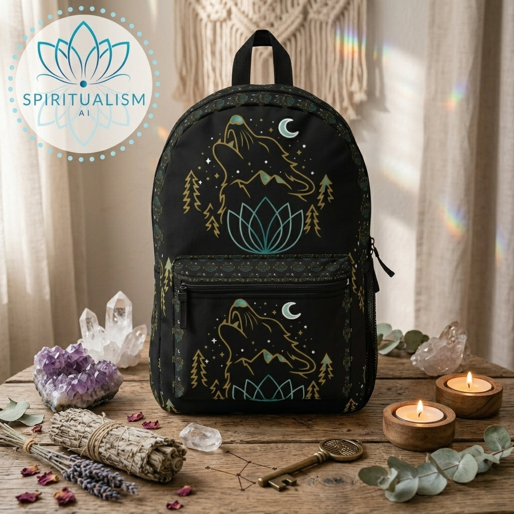Celestial Wolf Backpack | Wolf Spirit Animal Bag | Spiritualism AI
